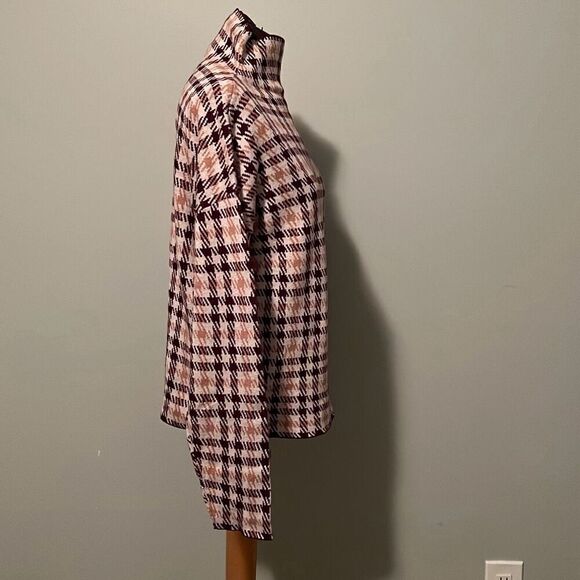 Ann Taylor Factory Women's Mauve Beige Houndstooth Mock Neck Knit Sweater - Picture 5 of 7